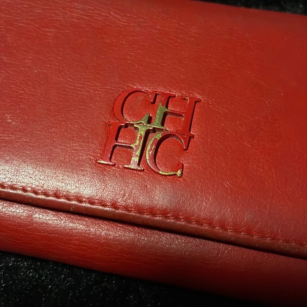 Carolina Herrera Red Trifold Wallet with Tassel - Picture 2 of 9